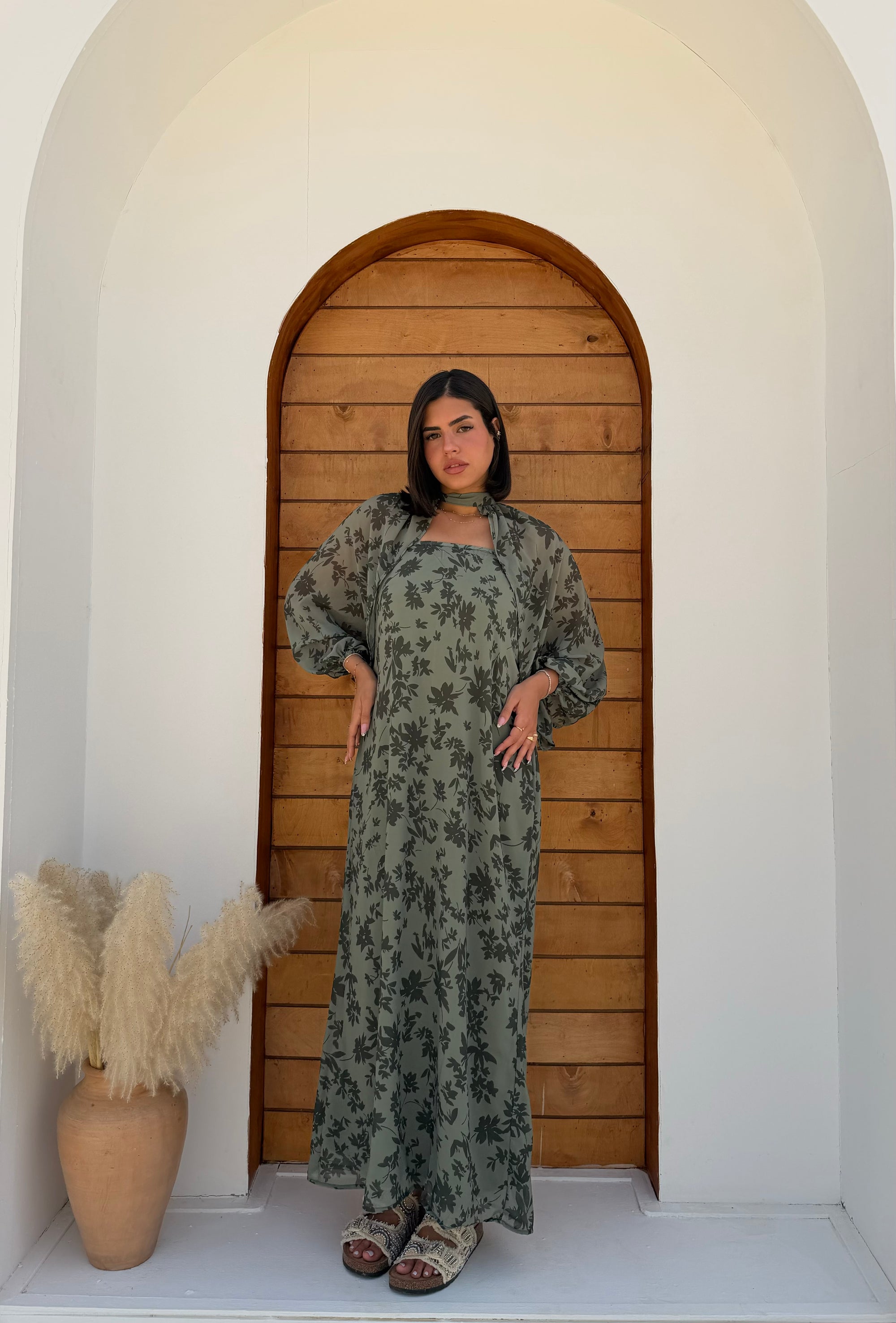 Améa 3-Piece Versatile Dress & Cape Set- Sage Edition