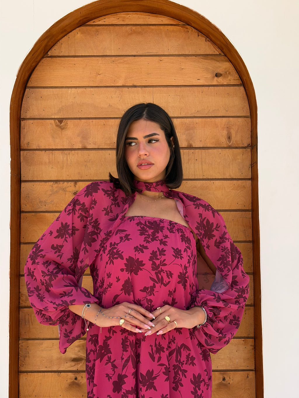Améa 3-Piece Versatile Dress & Cape Set - Berry Edition