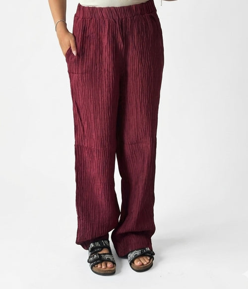 The Empress Crinkle Trousers- Burgundy
